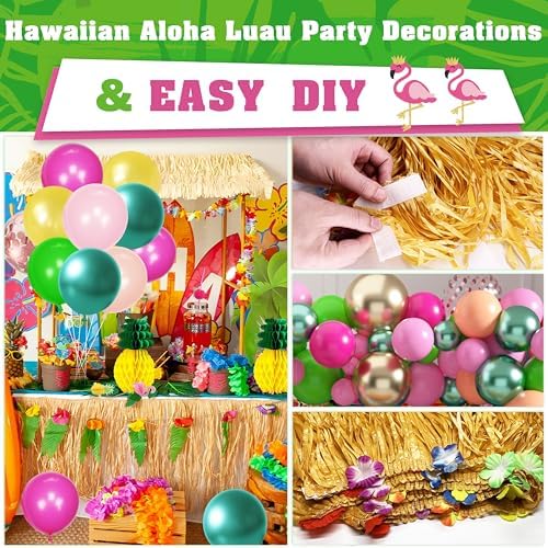 169 Pcs Hawaiian Luau Party Decorations,Tropical Summer Party Supplies - Image 5