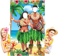 Tudomro Hawaii Photo Booth Backdrop, 6x4ft Fabric 2 Face Cutouts by Tudomro