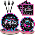96 Pcs Music Party Supplies Tableware Set for Girls, Music Theme Birthday Party Plates Napkins Forks Packs Decorations for Birthday Baby Shower Celebration, 24 Guests by partygreeting