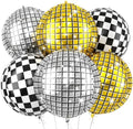 6pcs 22 Inch Gold Disco Ball Balloons, Silver Big Disco Balloons, Black White 4d Large Foil Balloon For Birthday Baby Shower Car Theme Party Wedding Engagement Celebration Graduation Decorations by Paready