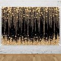 Gold Black Glitter Wall Backdrop 15x10 FT Golden Spots Backdrops for Photoshoot Girls Birthday Photography Background for Wedding Baby Shower Party Decorations Banners Photo Studio Props by Unknown