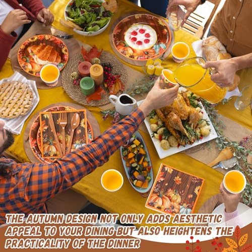 Pickmesh 400 Pcs Fall Pumpkin Plates Napkins Set, Serve 50 Guest - Image 4
