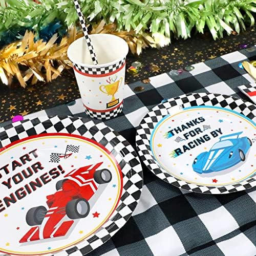 Recheel Racing Car Party Decorations Plates Set, Cars Party Supplies - Image 4