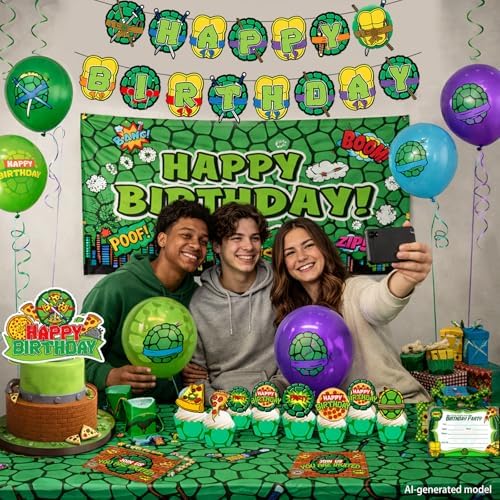 Turtle Theme Birthday Party Decorations Set - Pizza Theme Party Supplies - Image 5