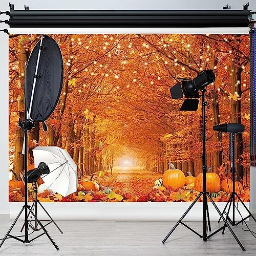 10x8FT Fall Photo Backdrop Maple Leaf Pumpkin for Photography Background Autumn Outdoor Party Decorations Fall Autumn Thanksgiving Day Photo Banner - Image 2