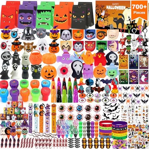 PLOUGVI 702PCS Halloween Party Favors Supplies Decorations - Trick or Treat Goodies Bag Fillers Stuffers - Halloween Toys for Classroom Prizes Gifts by Unknown