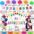We Appreciate You Decorations Colorful Thank You for All You Do Banner Honeycomb Centerpieces Hanging Swirls for Employee Appreciation Gifts Pastor Teacher Doctor Labor Day Retirement Party Decor by Wayyogh