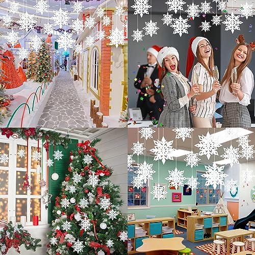 36PCS Hanging Snowflake Decorations Winter Wonderland Party Supplies - Image 5