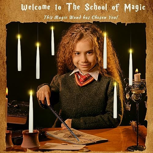 Boribim 20PCS Floating Candles with Wand, Magic Hanging Candles, Flickering Warm Light LED Taper Flameless Candles with Wand Remote, Battery Operated Window Candle for Halloween Decorations Best Gift - Image 2