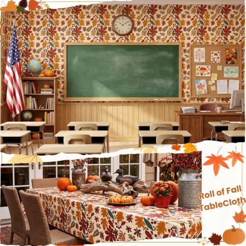 100FT x 54IN Thanksgiving Plastic Tablecloth Roll with Slide Cutter Box - Image 5