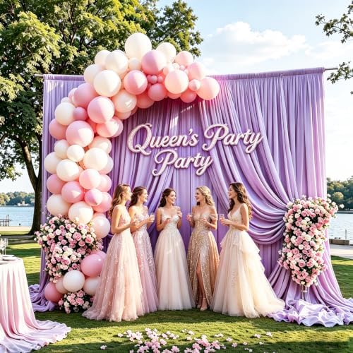 Lavender Backdrop Curtain - 10x10FT Back Drop Curtains for Parties Wrinkle-Free Soft Polyester Backdrop Wedding Decoration Photoground Backdrop Stain-Resistant for Back Drop Stand, 2 Panels - Image 3