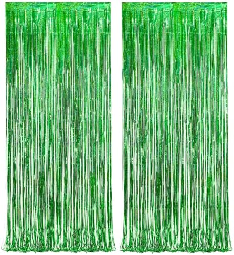 Green Tinsel Curtain Party Backdrop - 2 Packs by GREATRIL