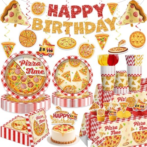 Xynic Pizza Party Decorations Tableware Set,Serves for 25 Guests by Unknown