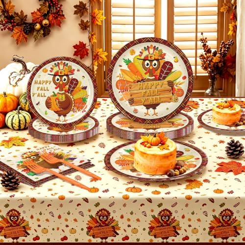 146PCS Thanksgiving Turkey Party Supplies Paper Plates and Napkins Serve 36 - Image 7