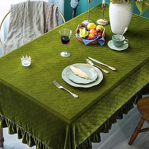 GLORY SEASON Velvet Tablecloth Luxurious Solid Rectangle Table Cloth,Oblong Retro Farmhouse Ruffle Tablecloths Washable Table Cover for Party Wedding Baby Shower Kitchen Dinning Tabletop Decoration - Image 7