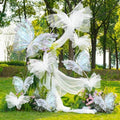 10 Pcs 24'' 20'' 12'' Large Laser White Pearl Butterfly Decoration 3 Sizes by Leinuosen