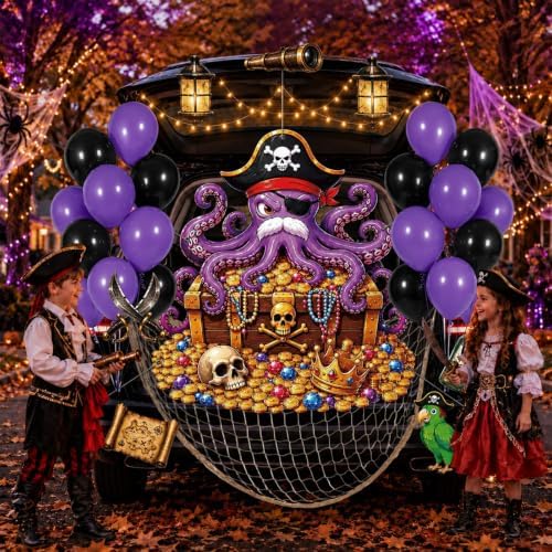 Halloween Pirate Octopus Trunk or Treat Car Decor Kit with Light Strings - Image 4