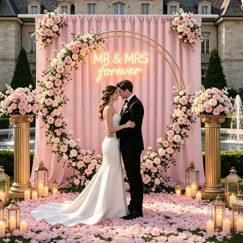 Dusty Rose Backdrop Curtains 30ftx8ft Wedding Polyester Photo Drapes - Image 2