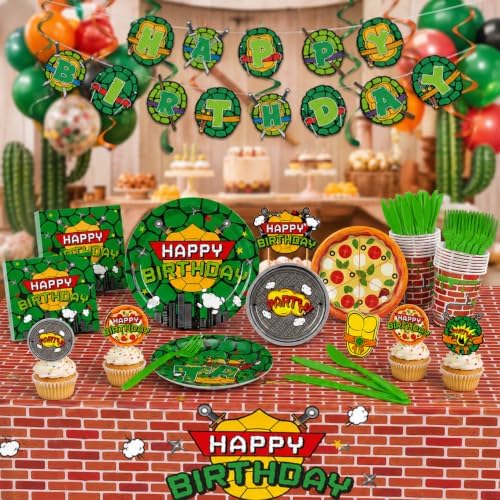Cartoon Turtle Birthday Party Supplies Tableware Set for 20 Guests - Image 5