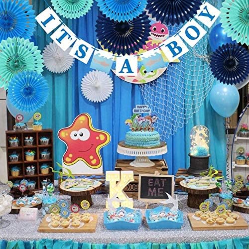 BEISHIDA Honeycomb Round Paper Fans Blue White Hanging Party Decoration - Image 5