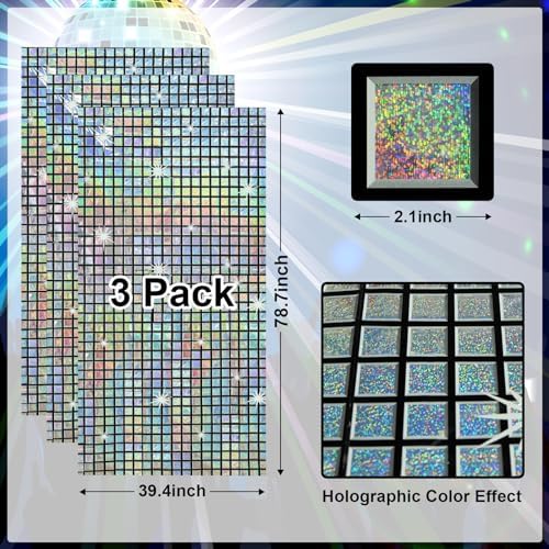 3 Pack Disco Backdrop 70s 80s Party Decorations 3.3x6.6ft - Image 3