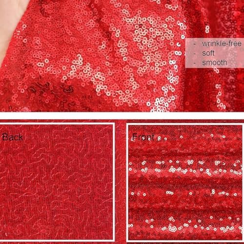 Sequin Backdrop Glitter Party Backdrop Curtain Red - 10ft x 10ft - Image 6