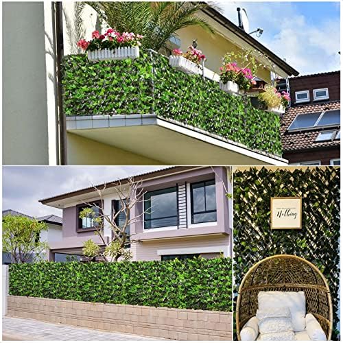 DOEWORKS Expandable Faux Ivy Trellis Fence, Patio Privacy Screen, 4 Pack - Image 6