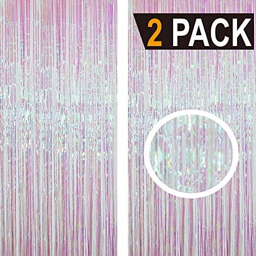 GOER 3.2 ft x 9.8 ft Metallic Tinsel Foil Fringe Curtains Party Photo Backdrop Party Streamers for Birthday,Graduation,New Year Eve Decorations Wedding Decor (2 Packs,Multicolor) - Image 2