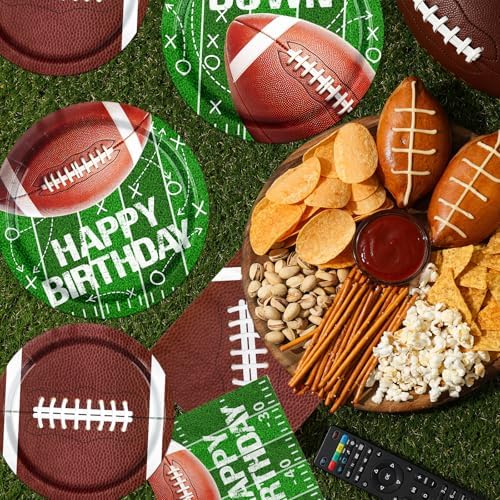 Football Party Supplies Paper Plates and Napkins for Football Birthday Party Football Gameday Tailgate Party, Football Theme Party Decoration, Serve 25 - Image 5