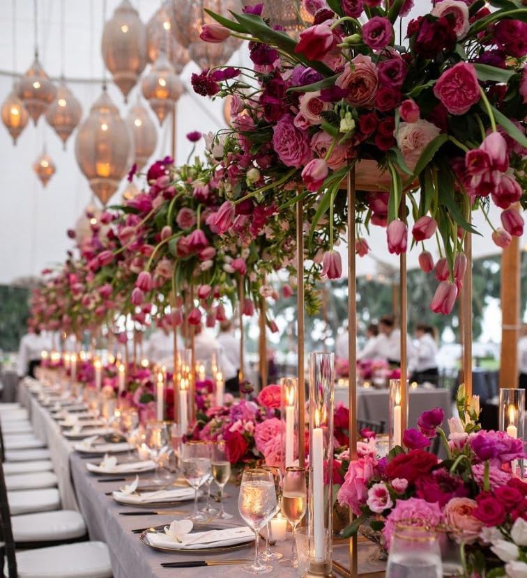 23.6inch 6 pcs Column Vases Gold Centerpieces for Table Metal Flower Stand Wedding Centerpieces Party - Image 6