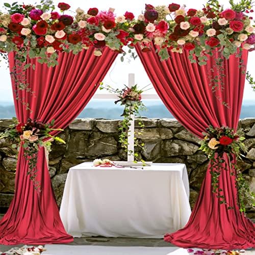 AK TRADING CO. 10 feet x 10 feet Polyester Backdrop Drapes Curtains Panels with Rod Pockets - Wedding Ceremony Party Home Window Decorations - RED (DRAPE-5x10-RED) - Image 6