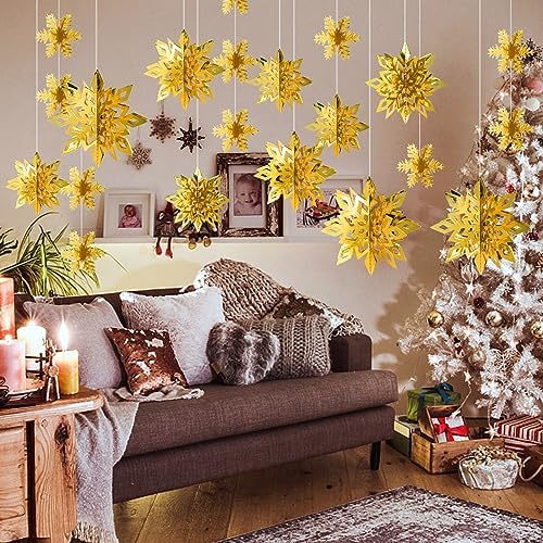 24PCS Hanging Snowflake Decorations Winter Wonderland Party Supplies - Image 6