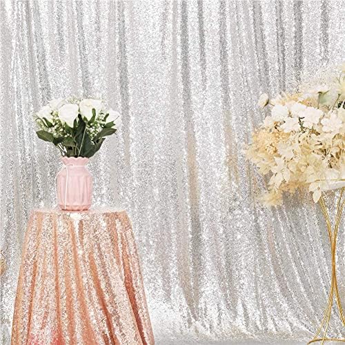 Poise3EHome Silver Sequin Backdrop, 20Ft x 10Ft Glitter Photography Background Curtains for Party Baby Shower Wedding Birthday Christmas Thanksgiving Halloween Decoration - Image 2