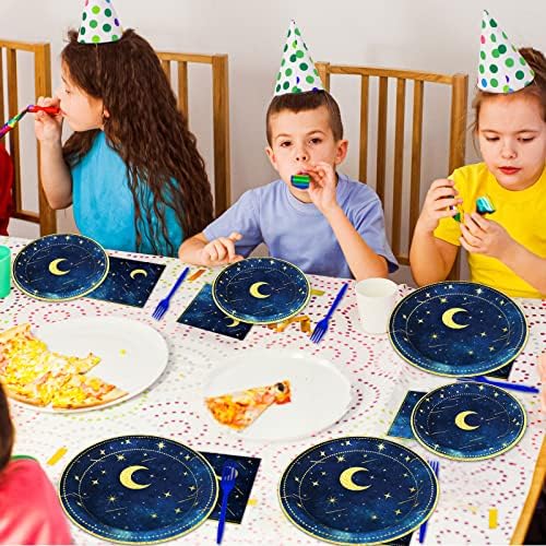 chiazllta 96 Pcs Starry Night Plates and Napkins Party Supplies Sweet theme Tableware Set Galaxy Party Decorations Favors for Outer Space Birthday Baby Shower Serves 24 Guests - Image 6