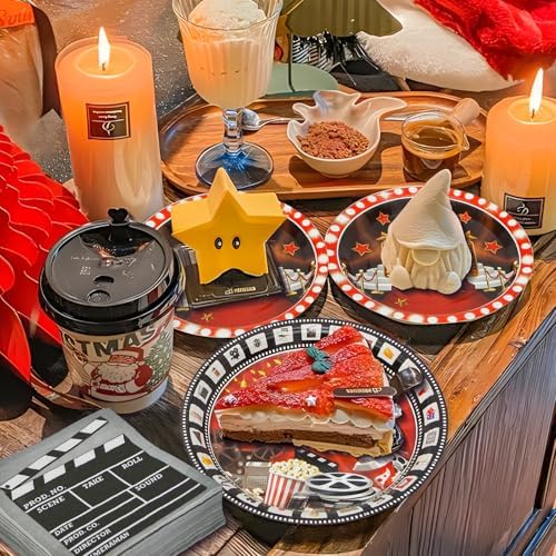 180Pcs Movie Night Party Supplies Paper Plates and Napkins Serve 60 - Image 6