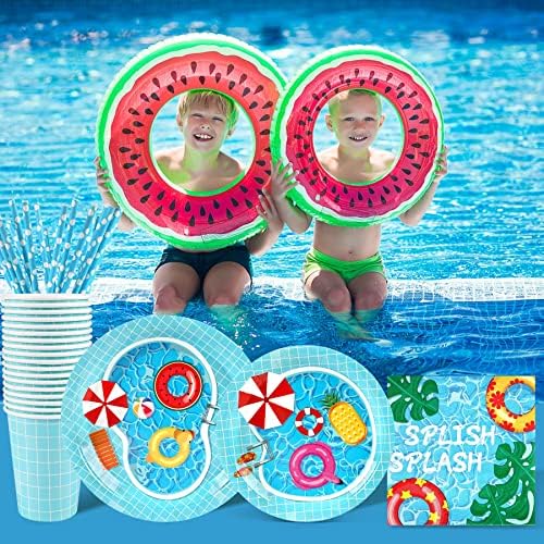 Recheel Pool Party Decorations Plates Set, Summer Pool Party Supplies - Image 5