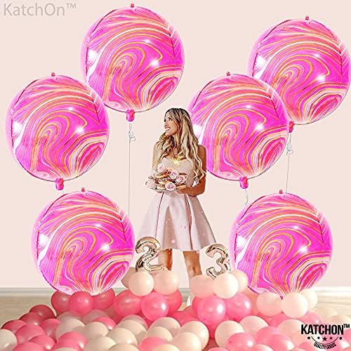 KatchOn Big 22 Inch Pink Marble Balloons - Pack of 6, Birthday Decorations - Image 5