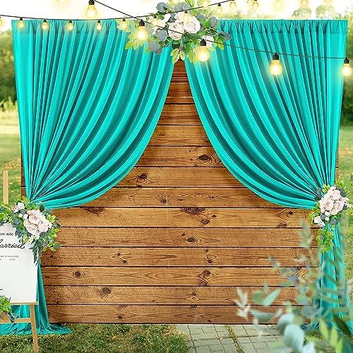 20ft x 10ft Wrinkle Free Turquoise Backdrop Curtains for Parties, Polyester Photo Backdrop Drapes 2 Panels 5x10ft for Wedding Birthday Party Photography Background - Image 6