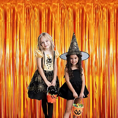 GOER 3.2 ft x 8.2 ft Metallic Tinsel Foil Fringe Curtains Party Photo Backdrop Party Streamers for Birthday,Graduation,New Year Eve Decorations Wedding Decor (Orange,1 Pack) - Image 6