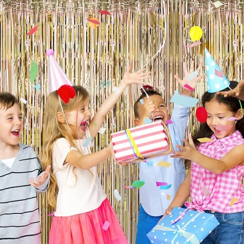 10 Pack Champagne Gold Foil Curtain Backdrop 3.2ft x 9.8ft Metallic Tinsel Foil Fringe Curtains Streamer Photo Booth Backdrop for Birthday Party Engagement Bachelorette Party Decorations - Image 5