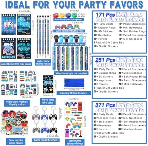 Sayglossy 251 Pcs Cool Video Game Party Favors Set Birthday Supplies - Image 2