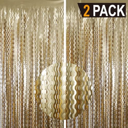 GOER Metallic Tinsel Foil Fringe Curtains Party Photo Backdrop Party Streamers for Birthday,Graduation,New Year Eve Decorations Wedding Decor (Champagne Gold,2 Packs) - Image 5