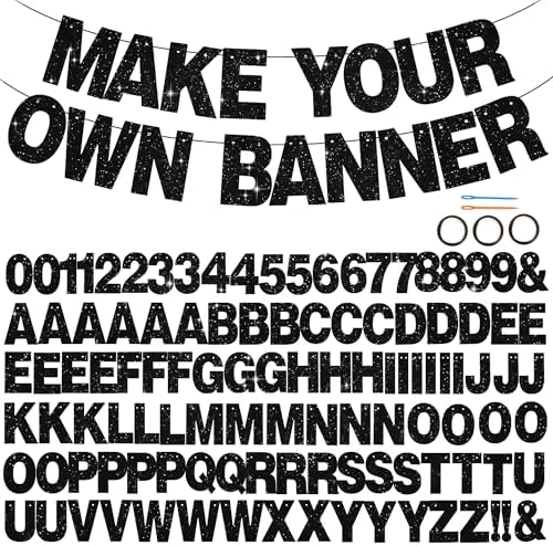 BEISHIDA Glitter Black 116 PCS A-Z DIY Letter Custom Banner Party Decor by Beishida