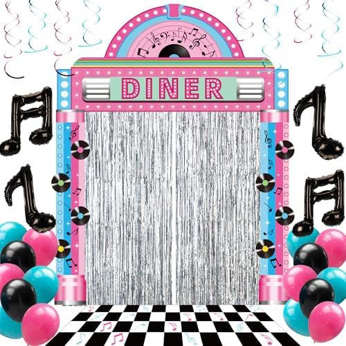 31 Pcs 50s Party Decorations Rock and Roll Sock Hop Birthday Party Supplies by Bafeil