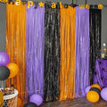 LOLStar Halloween Orange Purple Black Foil Fringe Curtains 3 Pack by LOLSTAR