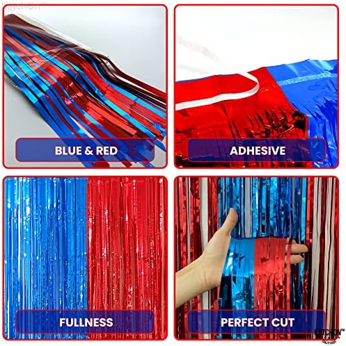 KatchOn Xtralarge Streamers, Red and Blue - 8x3.2 Feet, Fringe Curtain - Image 5