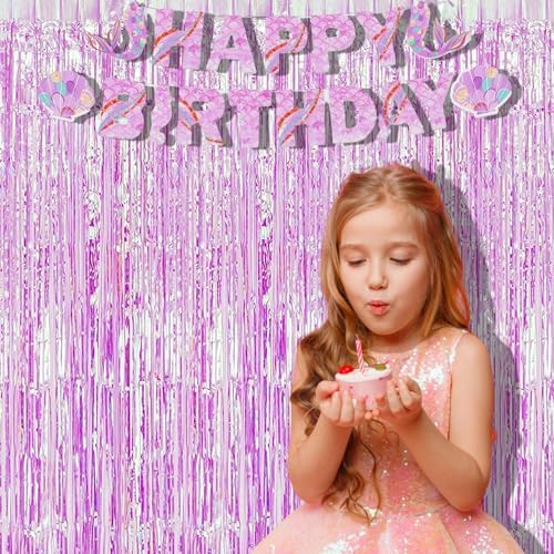 BRAVESHINE Iridescent Purple Foil Curtain | Holographic Fringe Backdrop - Image 5