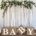 Burlap Print Baby Shower Boxes for Gender Reveal Party Gender Neutral Baby Shower Centerpiece Decor - 4 Pcs Burlap Grain Baby Cubes Baby Blocks with Letters, Rustic Baby Shower Decorations by Unidemo