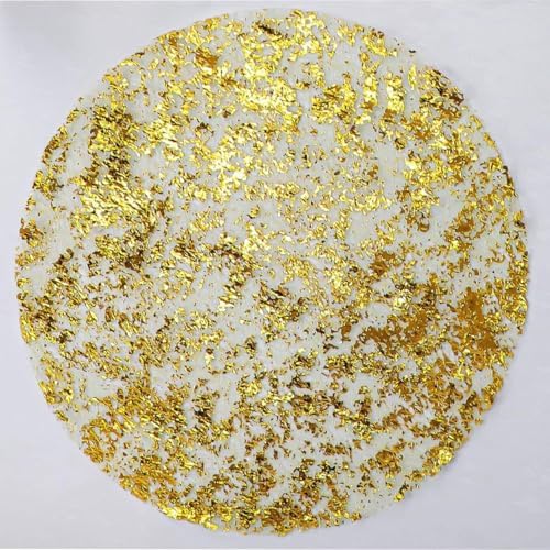 Disposable Gold Placemats Set of 50 Metallic Thin Mesh Round 13 Inch Foil Pressed Fall Table Mates Gold Charger Doilies for Dining Table Wedding Birthday Party Home Decoration by YLUSUJAKX