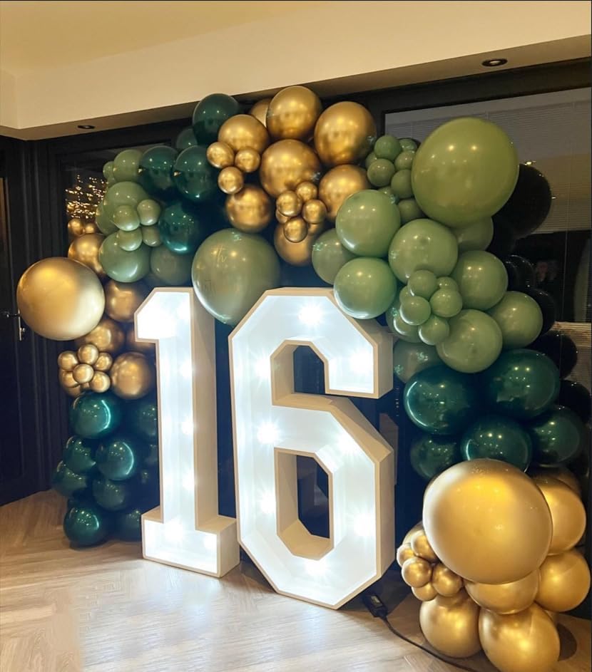 Green and Gold Balloon Arch Kit, Dark Emerald Green Hunter Forest Sage Green Metallic Gold Balloon Garland kit, 18 12 10 5 Inch Balloons for Birthday Wedding Jungle Safari Party Decorations - Image 5
